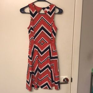 Coral and Navy Blue Dress